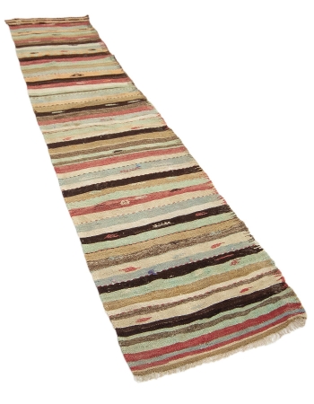 Striped Vintage Kilim Runner Rug - 2`4" x 10`10"