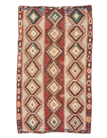 Vintage Handwoven Turkish Kilim Rug - 5`5" x 9`7"