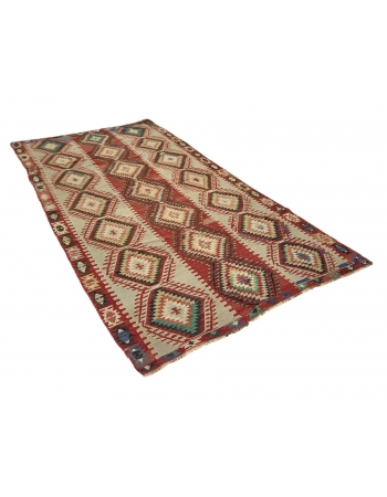 Vintage Handwoven Turkish Kilim Rug - 5`5" x 9`7"