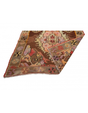 One of  a Kind Vİntage Turkish Kilim Rug - 5`11" x 12`0"