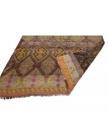 Embroidered Vintage Wool Kilim Rug - 5`7" x 11`10"