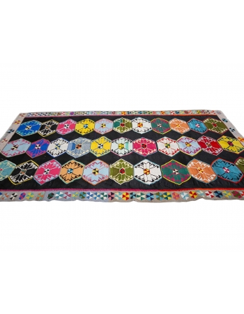 Colorful Unique Vintage Turkish Kars Kilim Rug - 5`7" x 11`1"