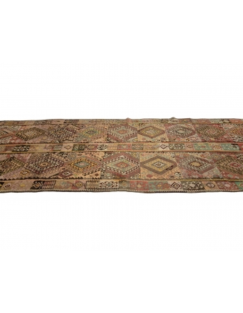 Vintage Turkish Wool Kars Kilim Rug - 4`8" x 12`7"