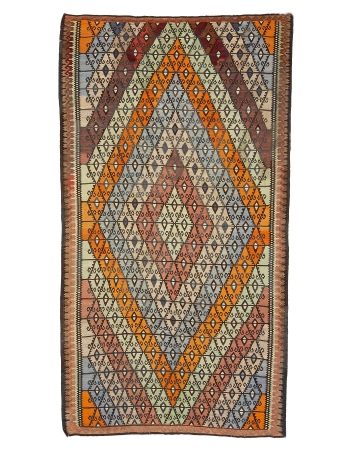 Decorative Vintage Turkish Kars Kilim Rug - 5`11" x 10`6"
