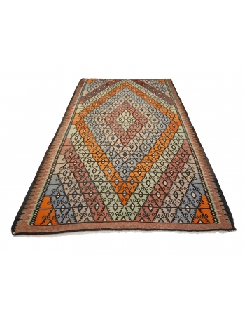 Decorative Vintage Turkish Kars Kilim Rug - 5`11" x 10`6"