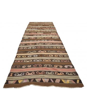 Vintage Decorative Turkish Kars Kilim Rug - 4`7" x 14`1"