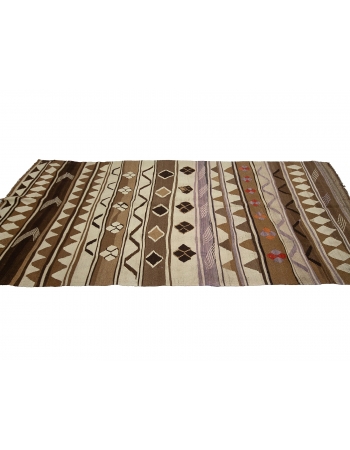Unique Brown Turkish Wool Kilim Rug - 5`3" x 10`11"