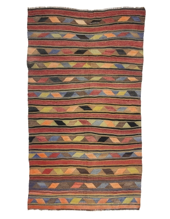 Turkish Vintage Wool Kilim Rug - 5`7" x 10`0"