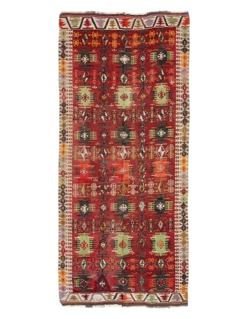 Vintage Turkish Kayseri Kilim Rug - 4`11" x 10`8"