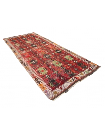 Vintage Turkish Kayseri Kilim Rug - 4`11" x 10`8"