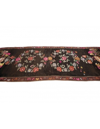 Floral Vintage Turkish Kilim Rug - 5`3" x 13`7"