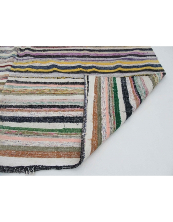 Large Striped Vintage Turkish Rag Rug - 8`10" x 11`7"