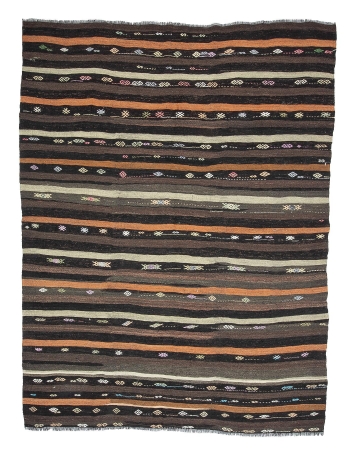 Striped Vintage Goat Hair Kilim Rug - 7`9" x 9`11"