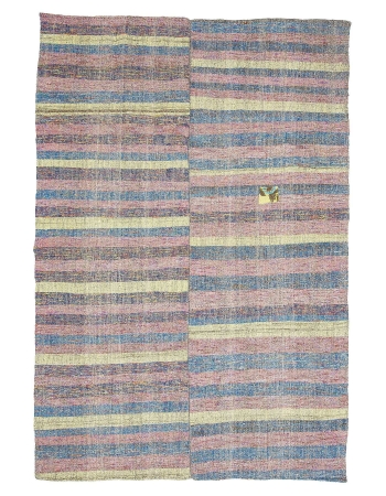 Striped Vintage Turkish Rag Rug - 6`7" x 9`10"