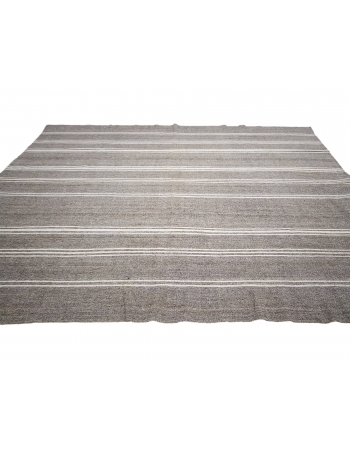 Large Gray & White Striped Kilim Rug - 9`3" x 12`6"