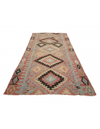 Vintage Turkish Denizli Kilim Rug - 5`4" x 10`5"