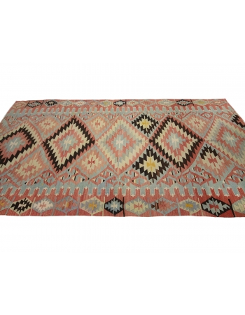 Vintage Turkish Denizli Kilim Rug - 5`4" x 10`5"