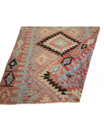 Vintage Turkish Denizli Kilim Rug - 5`4" x 10`5"