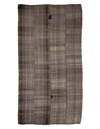 Vintage Gray Modern Turkish Kilim Rug - 7`3" x 14`1"