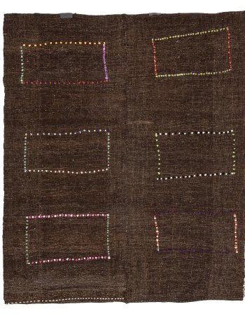 Brown Modern Vintage Decorative Kilim Rug - 7`3" x 8`6"