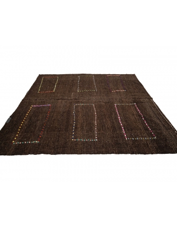 Brown Modern Vintage Decorative Kilim Rug - 7`3" x 8`6"