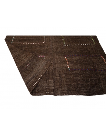 Brown Modern Vintage Decorative Kilim Rug - 7`3" x 8`6"