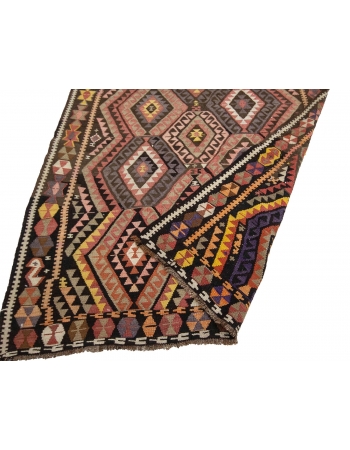 Handwoven Vintage Turkish Kilim Rug - 4`6" x 11`10"