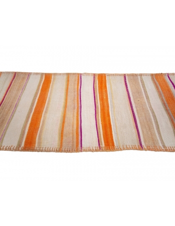 Orange Striped Vintage Wool Kilim Runner - 2`7" x 12`6"