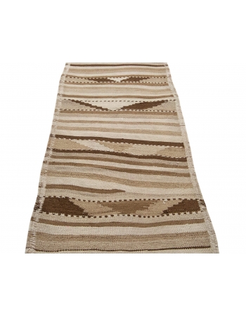 Brown Vintage Natural Kilim Runner - 3`0" x 9`9"