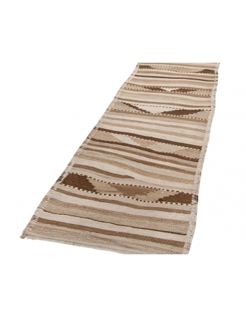 Brown Vintage Natural Kilim Runner - 3`0" x 9`9"