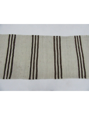 Vintage Brown & White Striped Kilim Runner - 2`7" x 10`2"