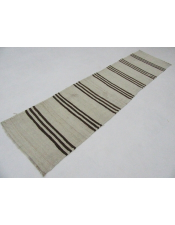 Vintage Brown & White Striped Kilim Runner - 2`7" x 10`2"