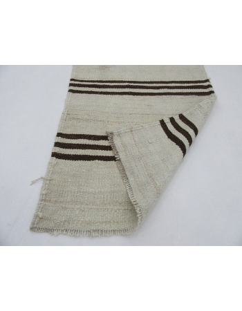 Vintage Brown & White Striped Kilim Runner - 2`7" x 10`2"