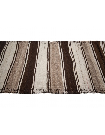 Vintage Brown & White Wool Kilim Runner - 2`8" x 10`0"