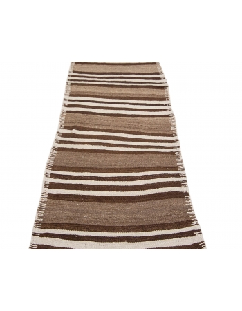 Natural Brown Wool Kilim Runner - 2`7" x 10`6"