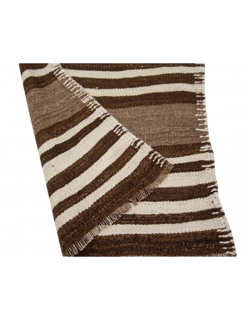 Natural Brown Wool Kilim Runner - 2`7" x 10`6"