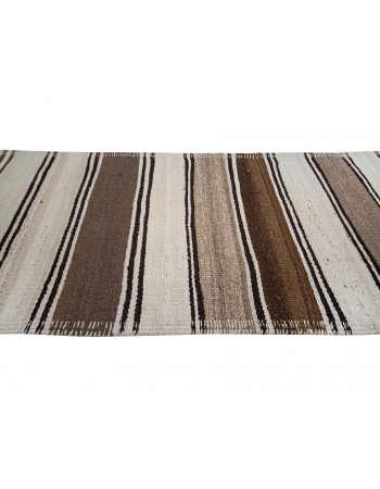 Cream & Brown Striped Vintage Kilim Runner - 2`7" x 11`8"