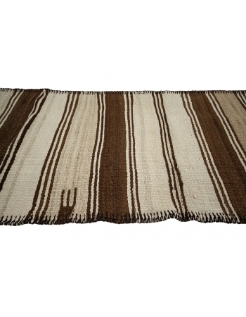 Striped Brown & Ivory Vintage Kilim Runner - 2`9" x 10`5"