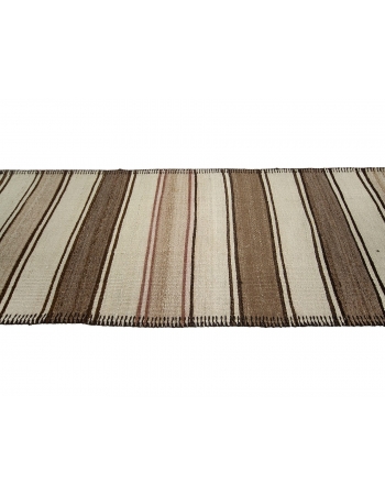 Brown & Ivory Striped Vintage Kilim Runner - 2`8" x 12`6"