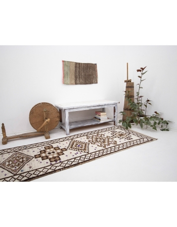 Decorative Vintage Herki Wool Runner Rug - 2`10" x 12`2"