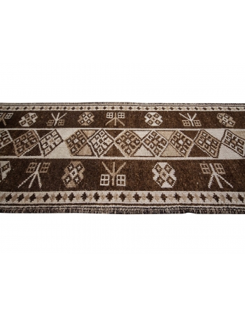 Cream & Brown Vintage Herki Runner - 2`9