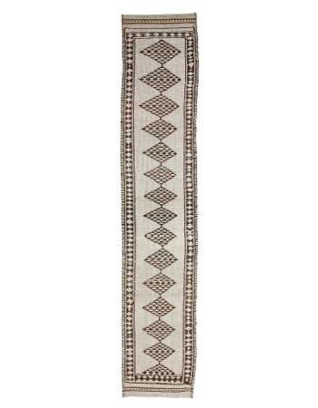 Unique Vintage Neutral Herki Wool Runner - 2`11" x 14`5"