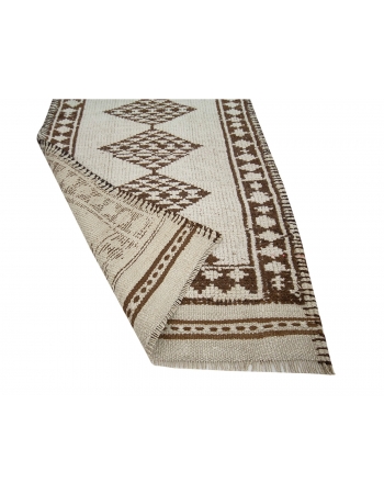 Unique Vintage Neutral Herki Wool Runner - 2`11" x 14`5"