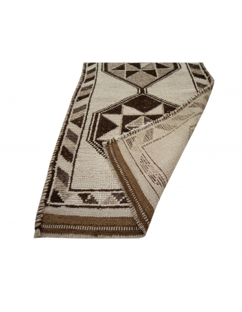 Brown & Cream Vintage Wool Runner - 2`11" x 11`9"