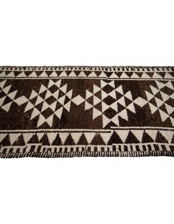Brown Vintage Natural Wool Runner Rug - 2`8" x 11`3"