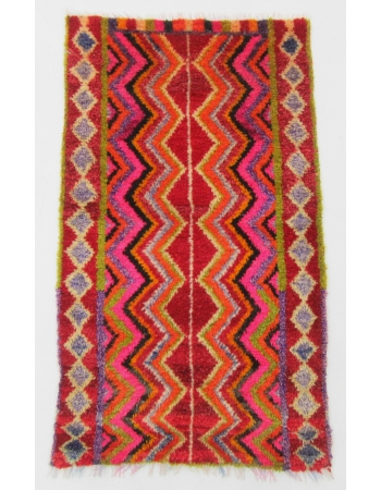 Unique Vintage Colorful Mini Rug - 1`11" x 3`5"