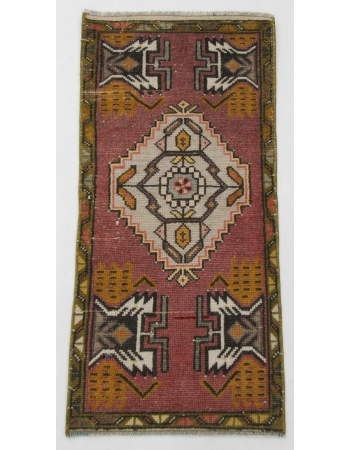 Vintage Decorative Mini Turkish Rug - 1`8" x 3`5"