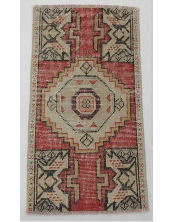 Vintage Worn Turkish Mini Rug - 1`6" x 2`10"