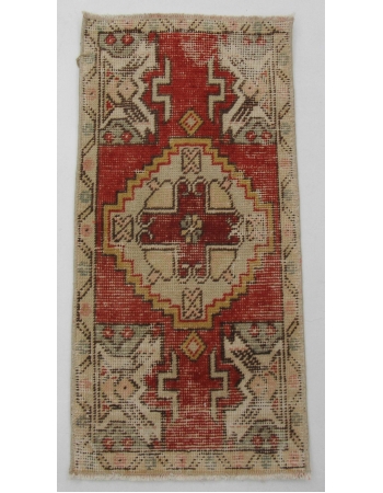 Worn Vintage Decorative Mini Rug - 1`5" x 3`0"