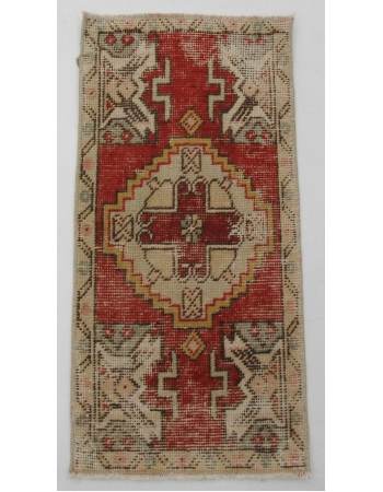 Worn Vintage Decorative Mini Rug - 1`5" x 3`0"